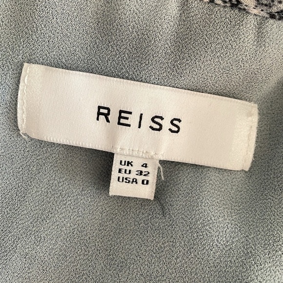 Reiss Ezra Multi Blue Printed Sleeveless High Neck Bow Maxi Dress size 0 - Picture 4 of 8